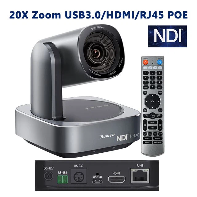 מצלמת סטרימינג חיה מקצועית זום 12x 4K POE NDI כנס מצלמת PTZ ובקר מקלדת ג'ויסטיק IP 4D
